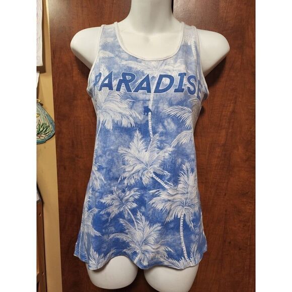 Women's Tank Top Paradise White and Blue Medium - Picture 8 of 10